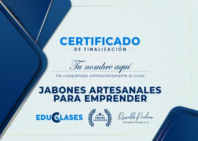 recibirás un certificado del curso de jabones artesanales para emprender